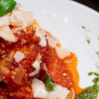 Nonna Meatball · dry aged beef, parmesan, bread crumbs,  mozzarella & and pomodoro sauce