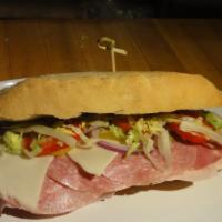 Gaudino'S Famous Italian · Oven Roasted Ham, Genoa, Capicola, Provolone Cheese, Lettuce, Tomato, Onion, EVOO