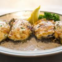 Oysters Rockefeller · Consuming raw or undercooked meats, poultry, seafood, shellfish or eggs may increase your ri...