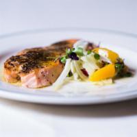 Salmon Au Poivre · Orange, fennel, radish.
Consuming raw or undercooked meats, poultry, seafood, shellfish or e...
