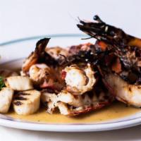 Grilled Seafood Platter · Jumbo shrimp, lobster tail and scallops.