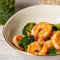 Shrimp ＆ Broccoli · Sauteed shrimp and broccoli in a light garlic sauce.