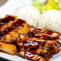 Chicken & Katsu · Served with rice and salad
