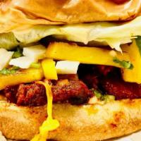 Al Pastor Burger · Marinated pork with our original secret seasoning, grilled pineapples, onions, fresh cilantr...