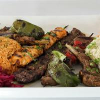 Mix Grill For 2 · Includes Chicken and Beef Shish, Adana, and Lamb Chops. Served with rice pilaf, bulgur pilaf...