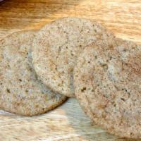 (4) Snickerdoodles · Fresh baked soft cinnamon sugar cookies made with organic and simple ingredients.
(No Eggs, ...
