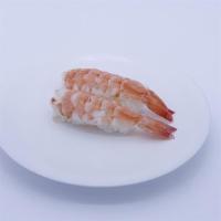 Cooked Shrimp (2 Pieces) · Cooked shrimp served with sushi rice.