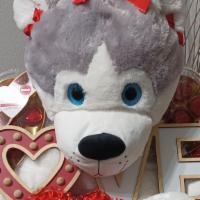 Large Valentine Day Arrangement · LARGE VALENTINE DAY TEDDY BEAR BASKET FILLED WITH CANDY ETC