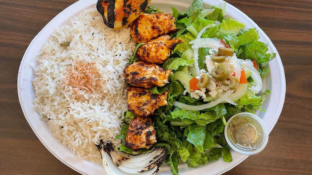 Shish Tawook · Juicy pieces 0f marinated grilled chicken tenders – 15 - 20 minutes.
