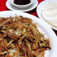 Mu-Shu Pork Or Chicken · Sauteed with shredded cabbage, carrot, mushroom, egg, served with 5 pancakes & white rice.