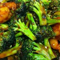 Shrimp With Broccoli · Served w.  white rice.