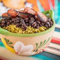 Black Beans And Rice · Black Beans, Green Rice, Jalapeno Sausage