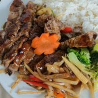 Steak Teriyaki · Served with rice and green salad or miso soup.