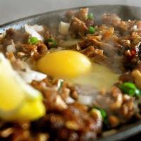 Sisig Tray - Half Tray · Our most popular dishes (minced pork with herb and spice) sold by tray
