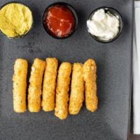 Mozzarella Sticks · Mozzarella cheese that has been coated and fried. Served with Marinara Souse