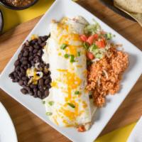 Cream Cheese Burrito · Beef, chicken, or pork, pico, cheese (served with black beans and rice).