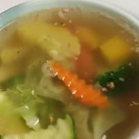 Fresh Garden Vegetable Soup · Fresh vegetables in homemade vegetable and ginger broth. Delicious and mild.