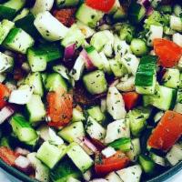 Fresh Mint Salad · Chilled green bean, red bell pepper, carrot, onion, cucumbers, fresh mint, and marinated tof...