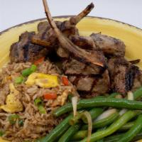 Lamb Chops · five grilled lamb chops served with two sides