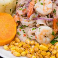 Ceviche Mixto* · fresh fish, squid, scallops, calamari, shrimp and mussels