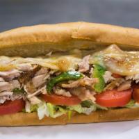 Charbroiled Chicken Sub · chopped charbroiled chicken with onions, red peppers, green peppers, provolone cheese, lettu...