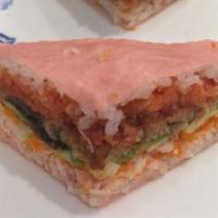 Sushi Sandwich Roll · Spicy tuna, eel, avocado, tobiko, Alaska snow crab with soybean nori.