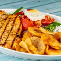 Chicken Filet · Marinated and grilled local chicken breast, served with tzatziki and side Greek salad.