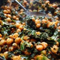 Chana Masala · Curry of chickpeas, onions, and other spices.