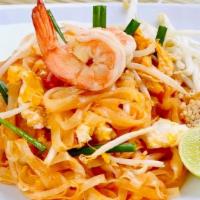 Pad Thai · Stir-fried thin rice noodles with your choice of meat (chicken, beef, or shrimp) tofu or veg...