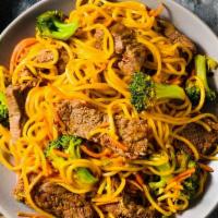 Lo Mein Noodles · Stir-fried egg noodles with your choice of meat (Chicken, beef, or shrimp), tofu, or veggies...