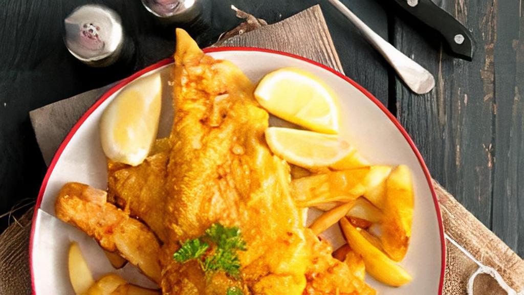 Fried Fish Basket · 2 fillets of Crispy fried Tilapia or Flounder, served with your choice of sauce and a side of French fries with Ketchup.