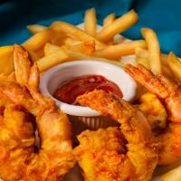 Fried Shrimp Basket · 5 pieces, served with your choice of sauce and a side of French fries with Ketchup.