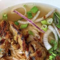 C19  Pho Ga  Nuong  · Clear broth with rice noodles  with  grilled chicken
