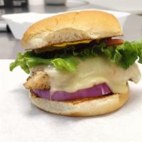 Grilled Chicken Sandwich · Grilled chicken, Swiss Cheese, mayo,lettuce, tomatoes, red onion, on a toasted Hawaiian Bun