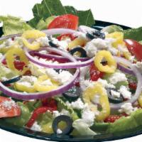 Side Mediterranean Salad · Fresh greens with red onions, roasted red peppers, black olives, tomatoes and banana peppers...