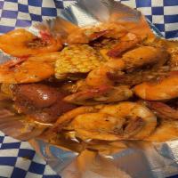 Boiled Shrimps · 1/2 lb Shrimps W/ Red Potato & Corn