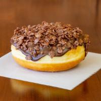 Chocolate Cocoa Pebble. · YEAST DONUT with frosted chocolate plus crunchy pebbles..