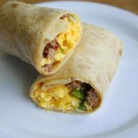 Sausage Breakfast Burrito · Sausage, Egg, Cheese, Onions & Peppers