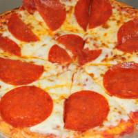 Pepperoni Pizza · Pepperoni, shredded mozzarella, tomato sauce. Add ATG crust and vegan crust for an additiona...
