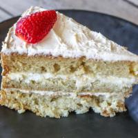 Limoncello Cake · Layers of vanilla cake and limoncello cream covered with an Italian butter cream