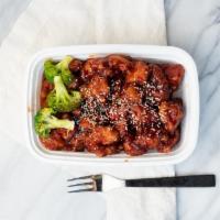Sesame Chicken · Chunks of white meat chicken lightly fried in special sauce with roast sesame seeds on top.