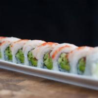 Tiger Roll · Salmon, avoocado, cucumber, and wrapped in shrimp. Hot and gluten Free
