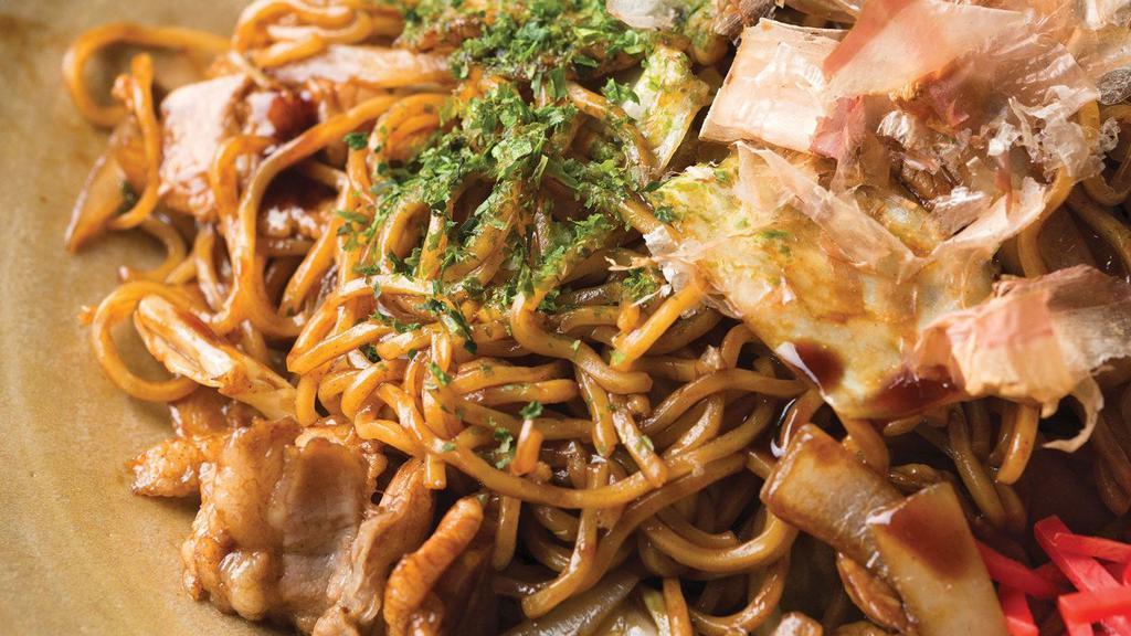 Yakisoba Noodles · Wheat noodles and seasonal wok-fried vegetables and steamed rice.