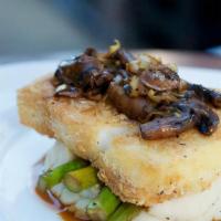 Pan Seared Chilean Sea Bass · 6 oz Chilean sea bass, served with wok tossed baby boy choy and garlic mash and sambal chill...