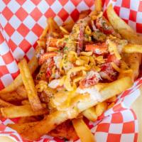 Bk Lobster Loaded Fries · Seasoned French fries drizzled in our signature cheesy sauce, covered with Maine lobster.