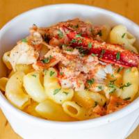 Bk Lobster Mac & Cheese · Creamy macaroni and cheese covered with Maine lobster.
