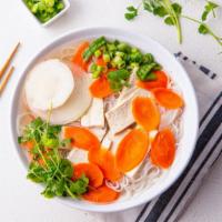 Vegetarian Pho · Steamed tofu, napa cabbage, bok choy and carrot served in vegetarian broth