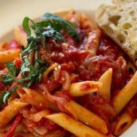Penne Diavolo · Roasted Garlic, Fiery Tomato Sauce, Spicy Sausage, Bell Pepper, Red Onion