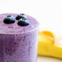Blueberry-Banana Smoothie · Fresh blueberry, fresh banana, 100% real fruit smoothie juice and ice.