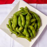 Edamame · Lightly salted steamed soybeans.